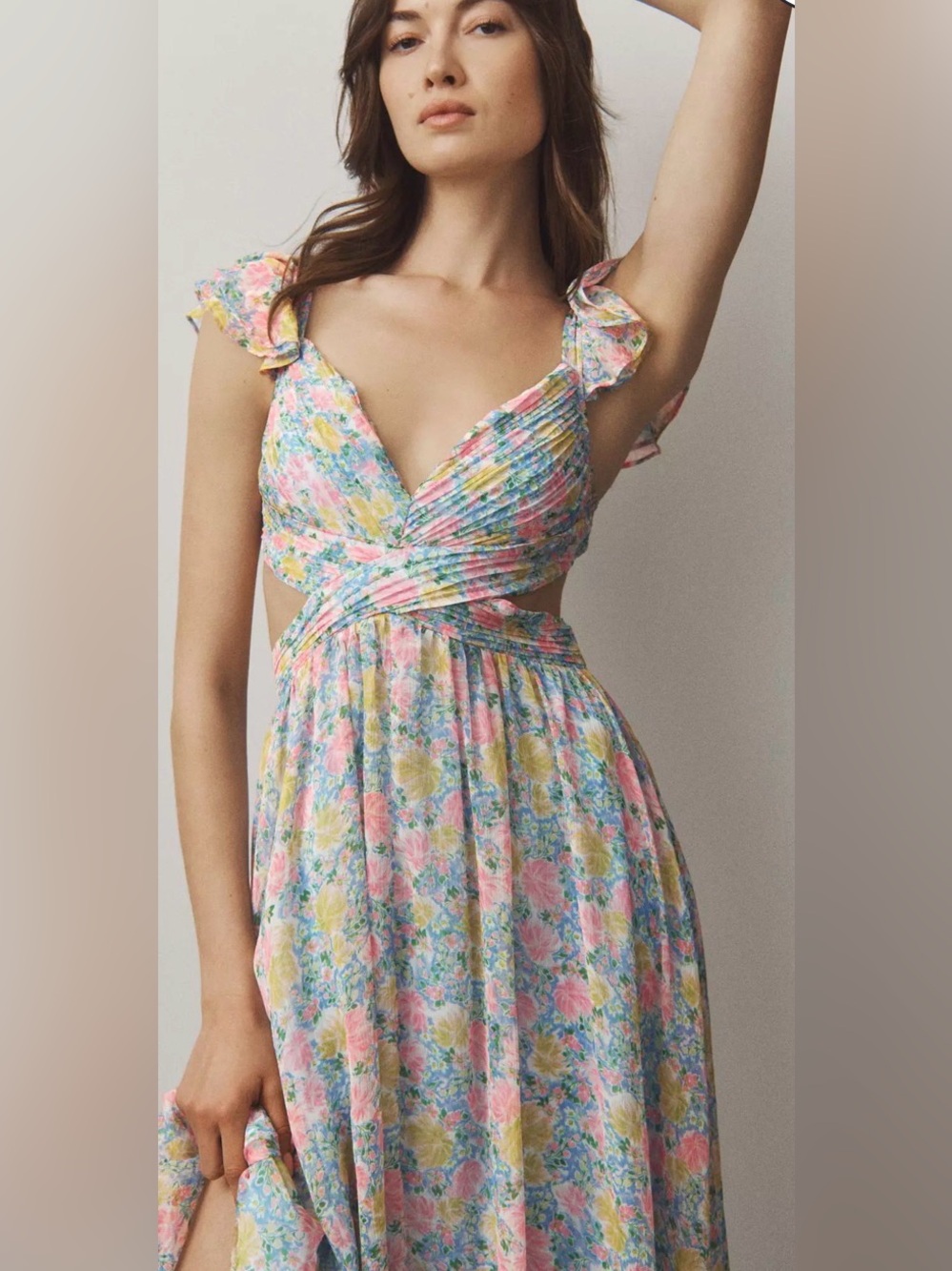 Astr The Label Pastel Floral Maxi Dress in Pink, Yellow & Blue - Picture 2 of 7